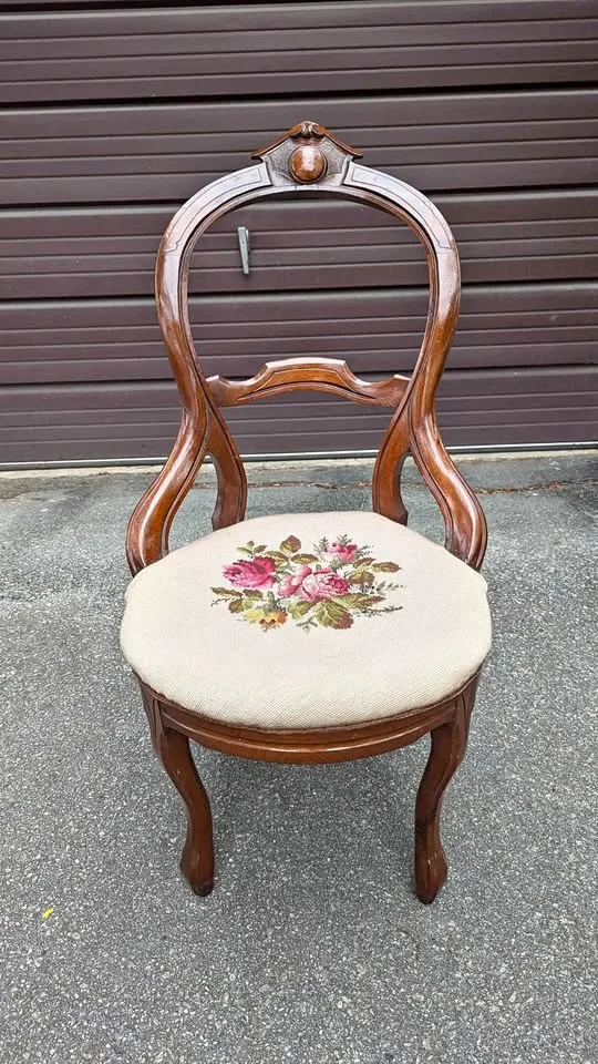 Antique Victorian Balloon-Back Accent Chair thumbnail