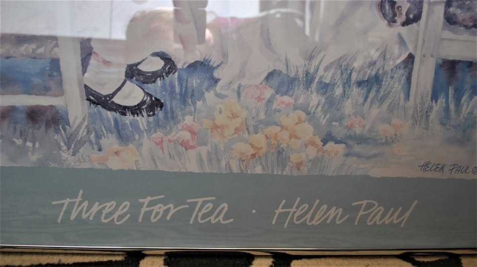 Helen Paul Print "Three for Tea" in Metal Frame - photo 2