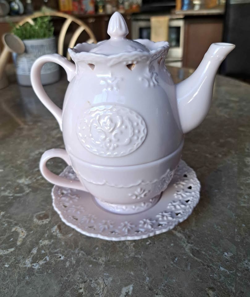 Ballet Pink Teapot, Cup and Saucer