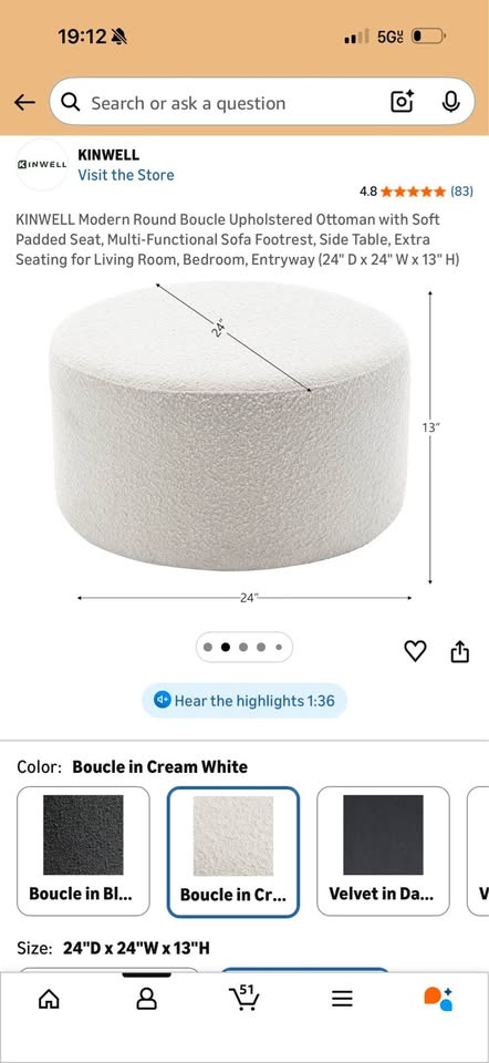 Boucle Ottoman Round - photo 3