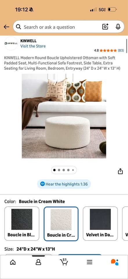 Boucle Ottoman Round - photo 4