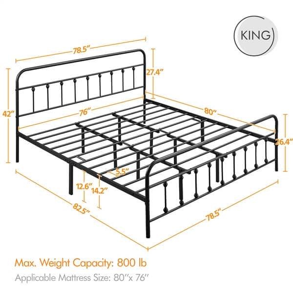 Farmhouse Style Metal Platform Bed - All Sizes - photo 5