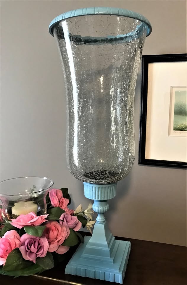 Etched Glass Vase or Candle Holder