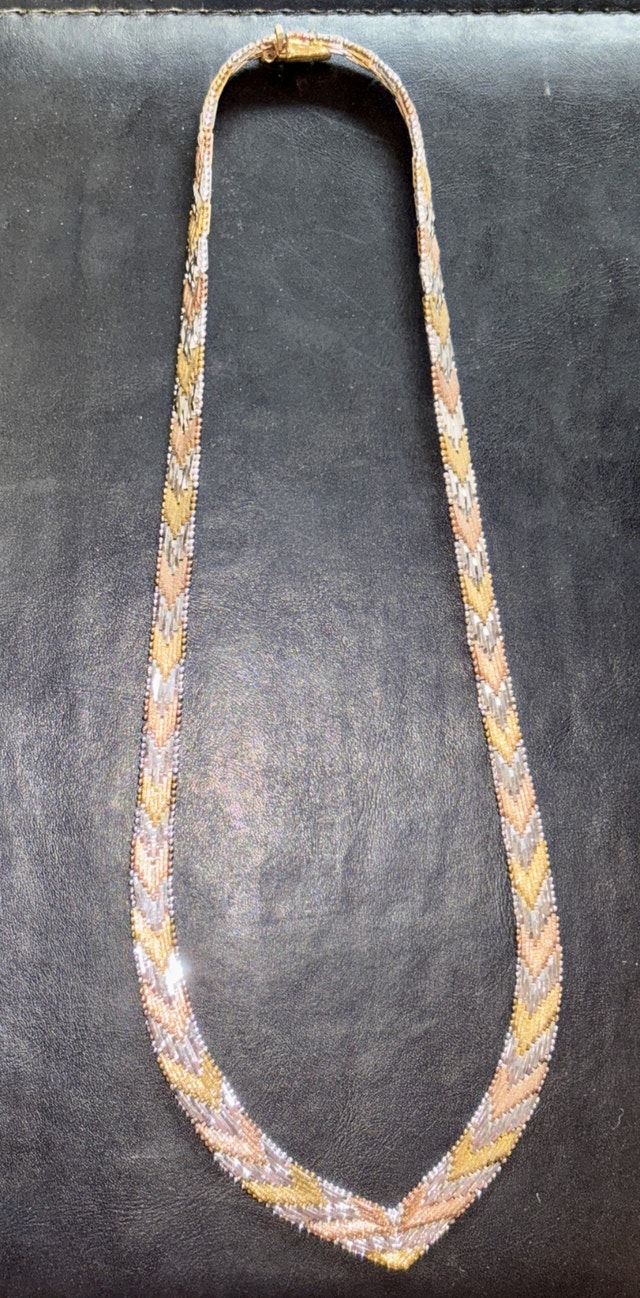 Italian 925 Silver Tri-Colour Necklace Bracelet Set Vintage 1970 - photo 2