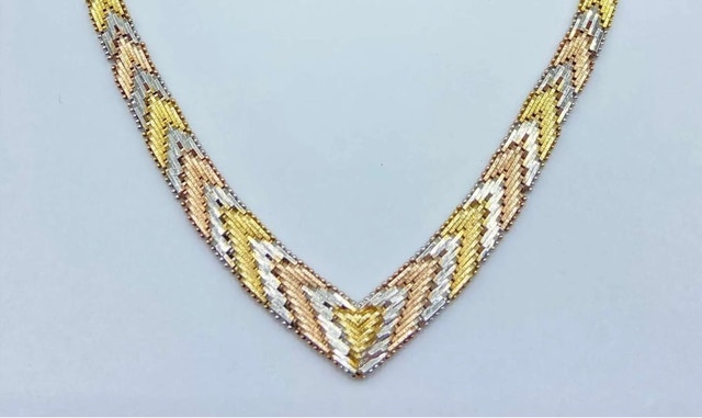 Italian 925 Silver Tri-Colour Necklace Bracelet Set Vintage 1970 - photo 4