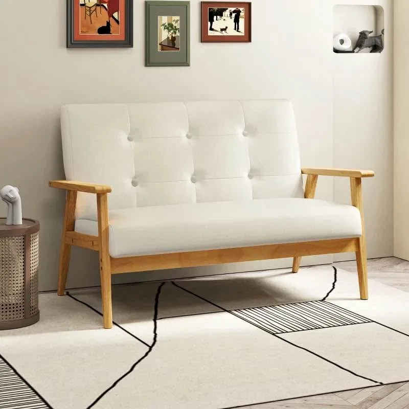 🛋️ 45" Beige 2-Seat Sofa - Upholstered Loveseat 🔥✨ thumbnail