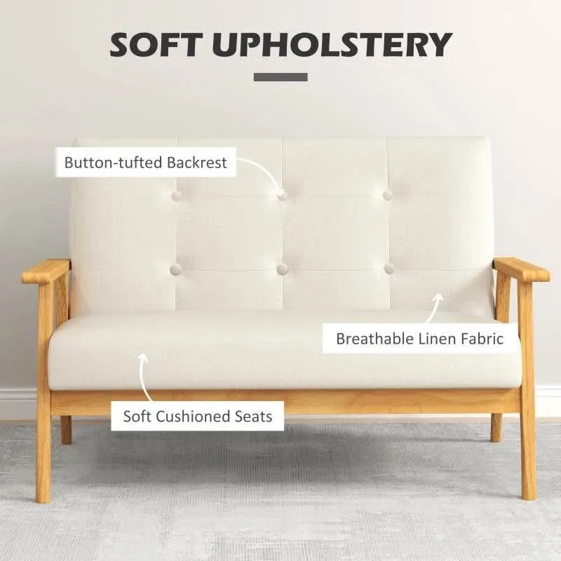 🛋️ 45" Beige 2-Seat Sofa - Upholstered Loveseat 🔥✨ image indicator(2)