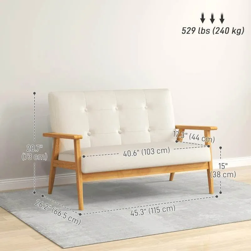 🛋️ 45" Beige 2-Seat Sofa - Upholstered Loveseat 🔥✨ image indicator(5)