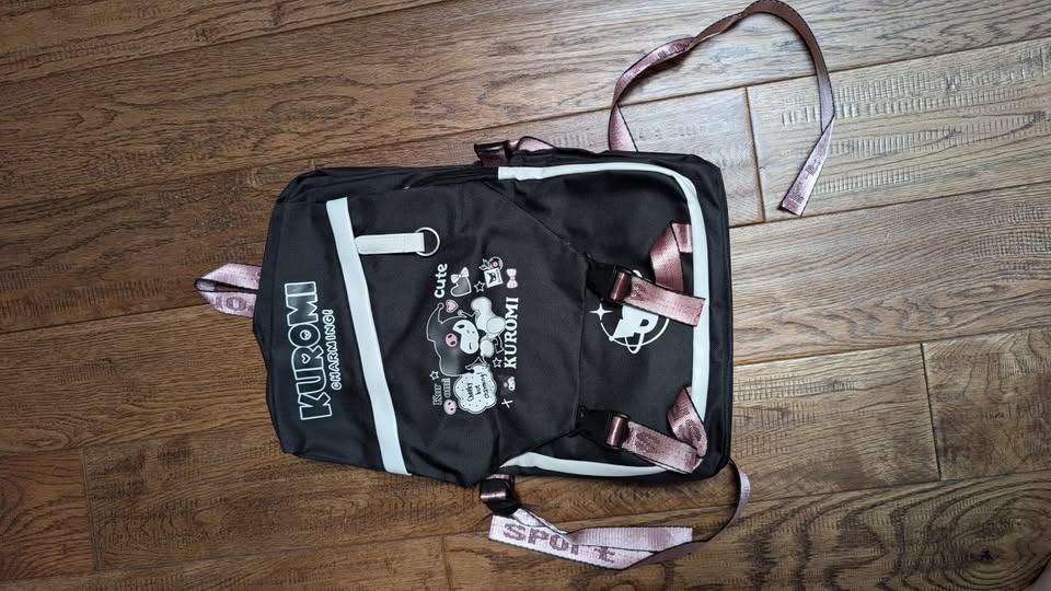 *NEW* Kuromi Kawaii Backpack Black & Pink - photo 3