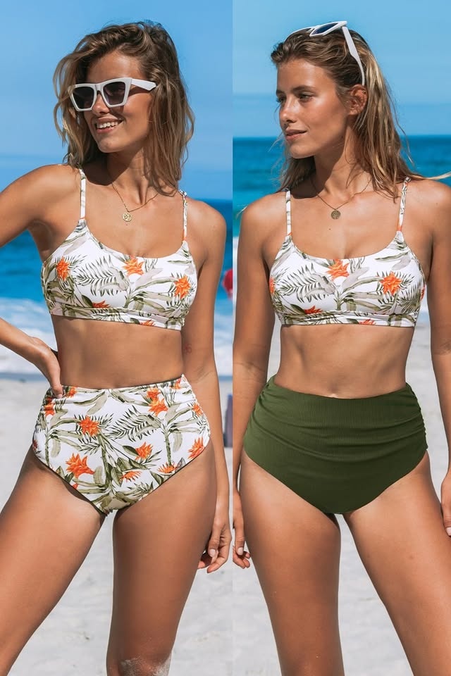 *NEW* CUPSHE (XL) Tropical Two Piece with Reversible Bottoms - photo 2