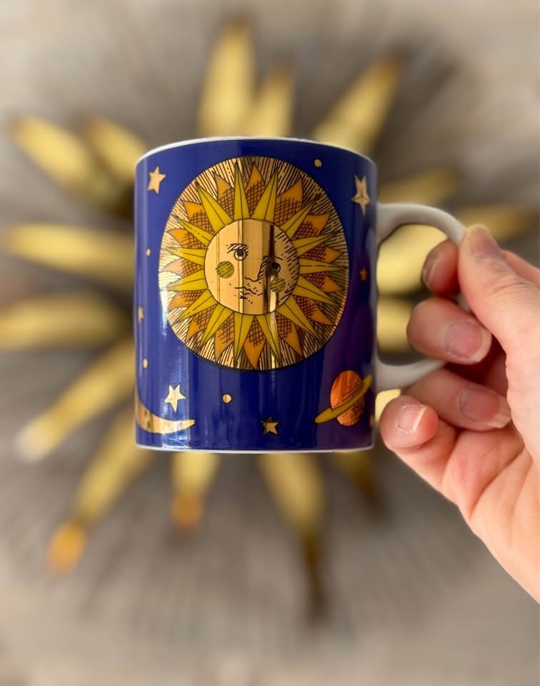 Vintage 1990s Cobalt Blue Sun & Stars Celestial Mug Set - photo 3