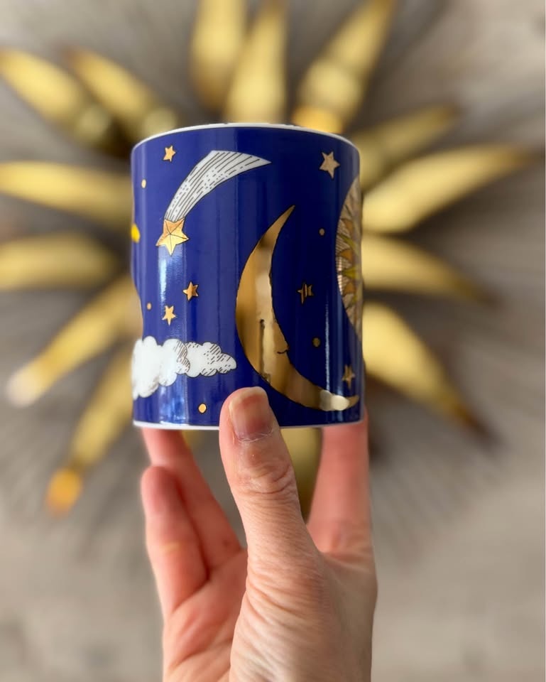 Vintage 1990s Cobalt Blue Sun & Stars Celestial Mug Set - photo 5