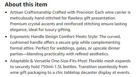 New~Elegant Glittering Crystal Wine Tote Bag, Stretchable - photo 2