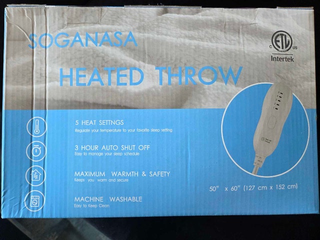 Soganasa Heated Throw - Soft, Safe & Cozy (BLUE)