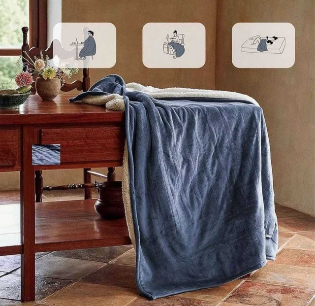 Soganasa Heated Throw - Soft, Safe & Cozy (BLUE) - photo 3