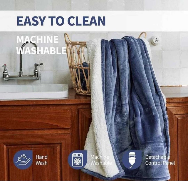 Soganasa Heated Throw - Soft, Safe & Cozy (BLUE) - photo 4