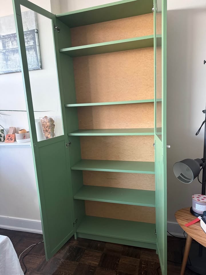 IKEA BILLY BOOKCASE WITH GLASS DOORS - GREEN - photo 2