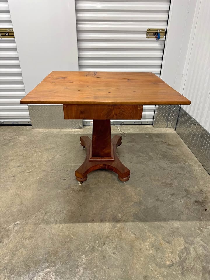 Vintage Pedestal Table With Wheels