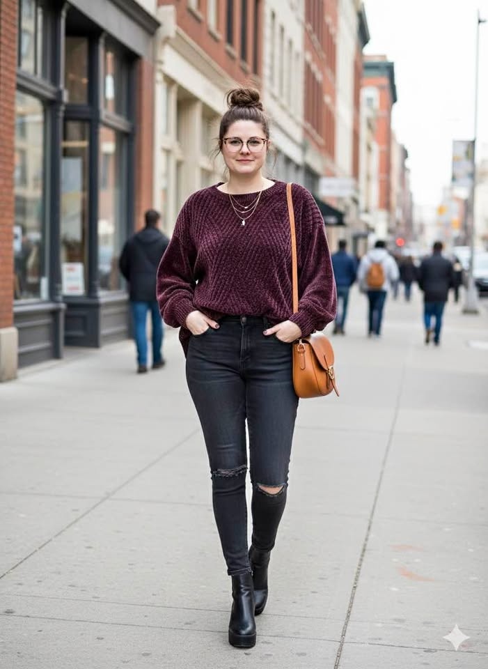 soyaconcept Burgundy Chenille Knit Sweater