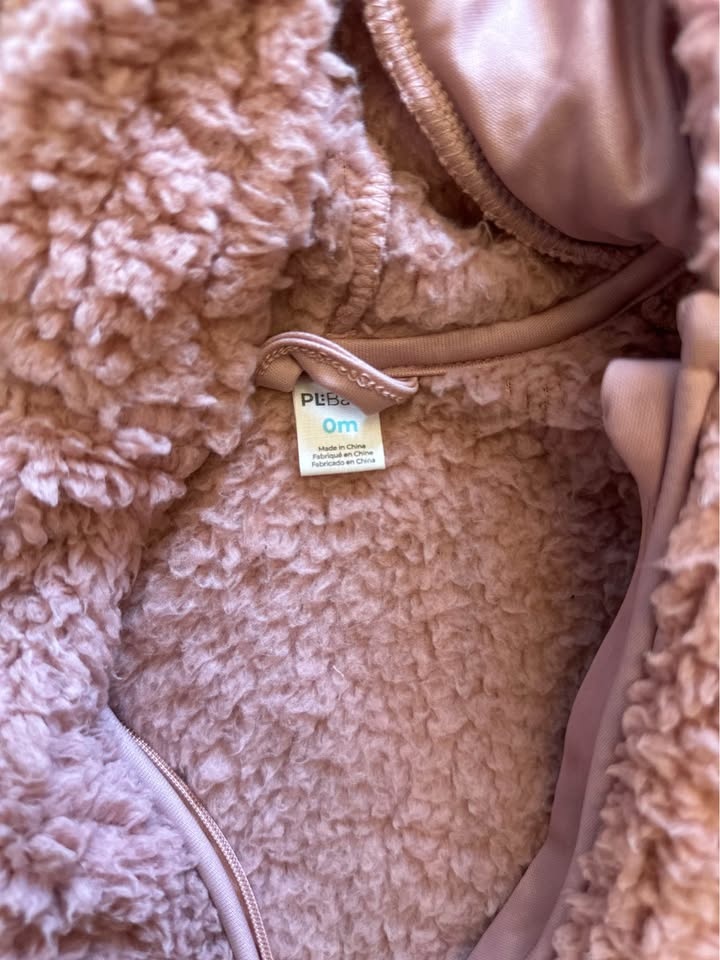 PLBaby Pink Fuzzy Hooded Bear One Piece 0m - photo 4