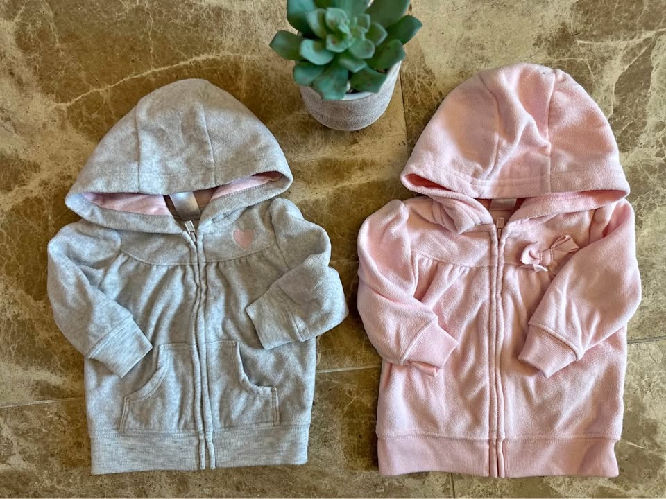 Simple Joys Carter's Baby Hoodies Pink Grey 0-3M