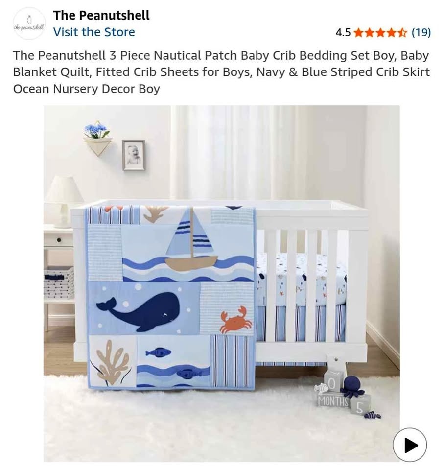 3 Piece Crib Bedding Set - New