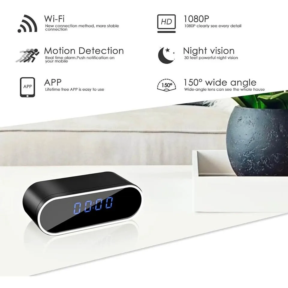 4K/1080P 2.4G Wi-Fi Mini Full HD Clock Camera thumbnail