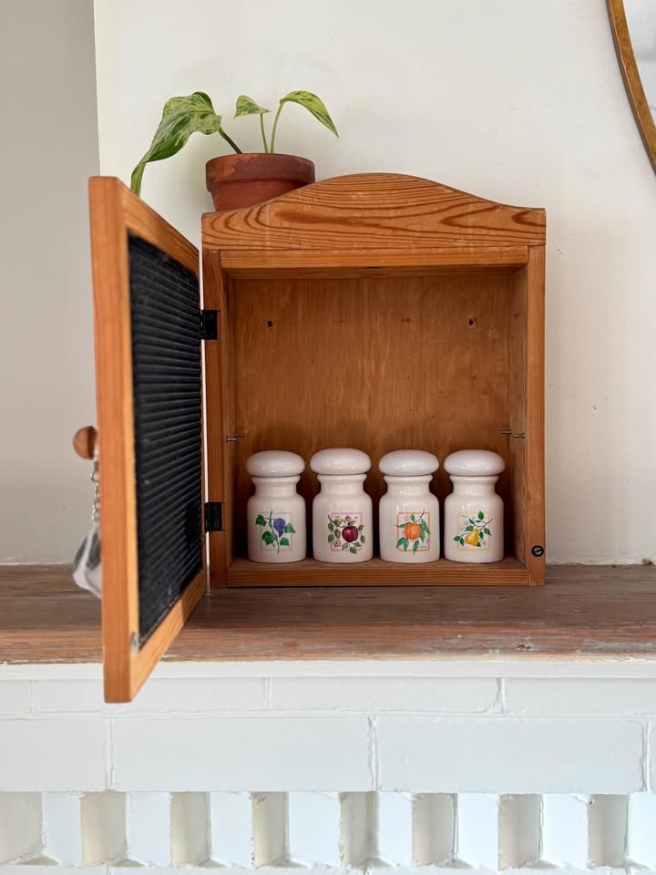 Vintage Rustic Wood & Mesh Spice Cabinet / Curio Box - photo 2