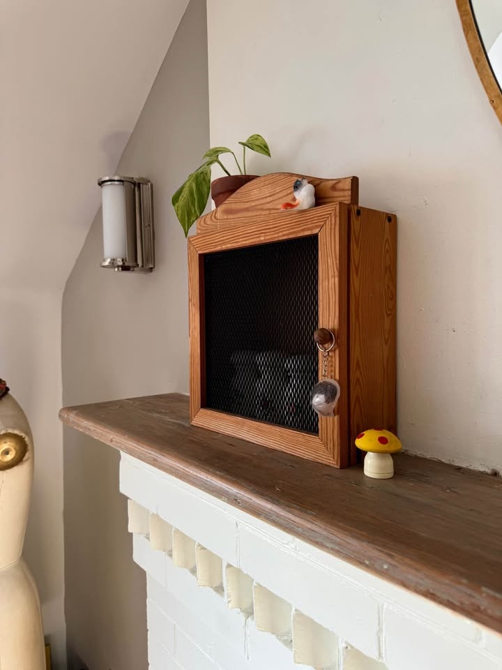 Vintage Rustic Wood & Mesh Spice Cabinet / Curio Box - photo 4