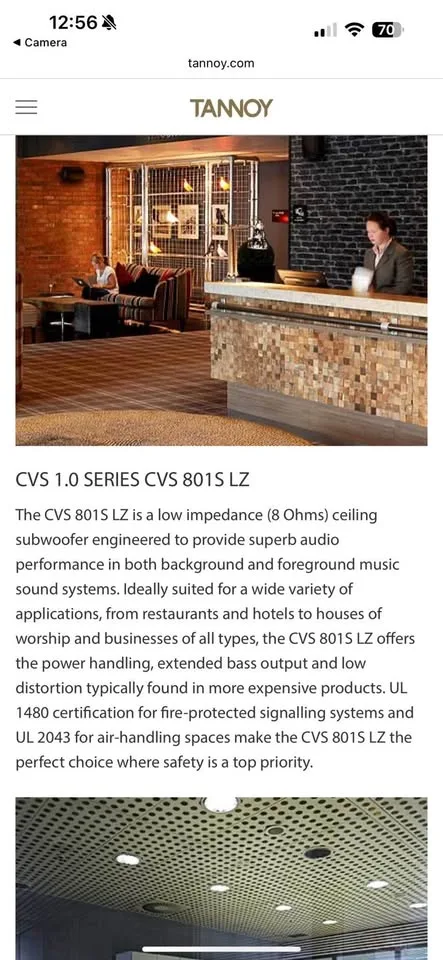 TANNOY IN-CEILING SUBWOOFER SPEAKERS 8" image indicator(4)