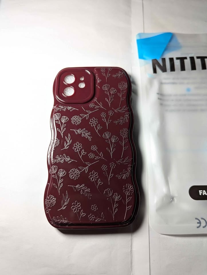 NITITOP iPhone 12 Case - Curly Flower Floral Leaves Design