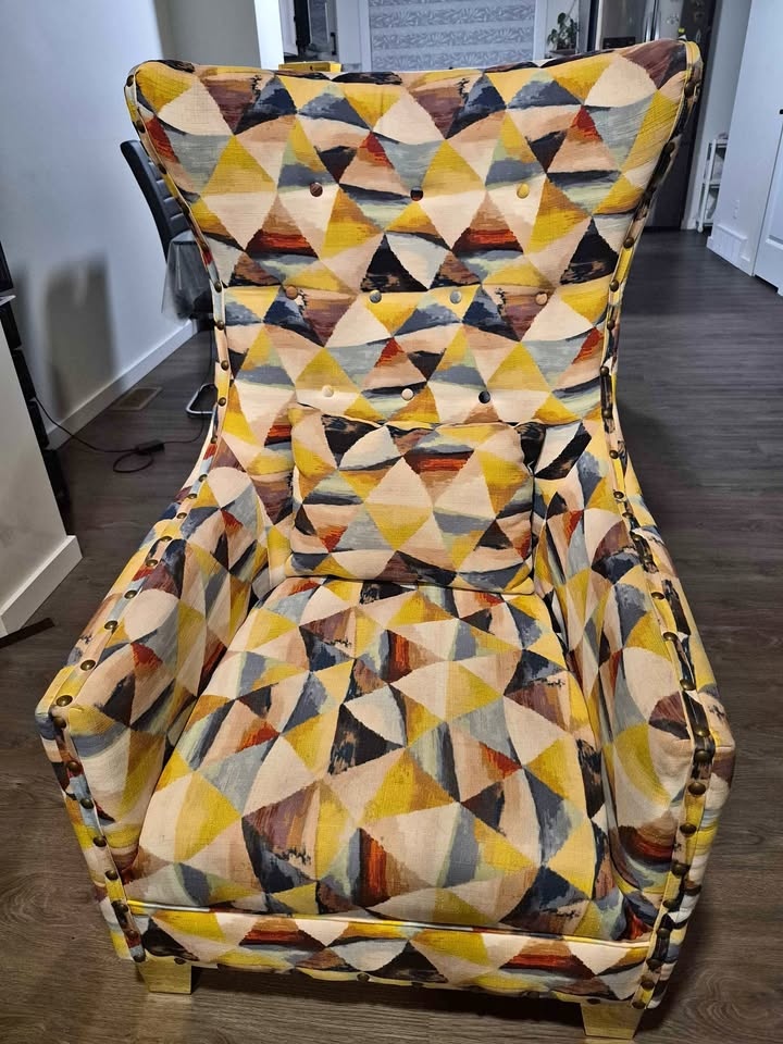 Vibrant Geometric Wingback Accent Chair