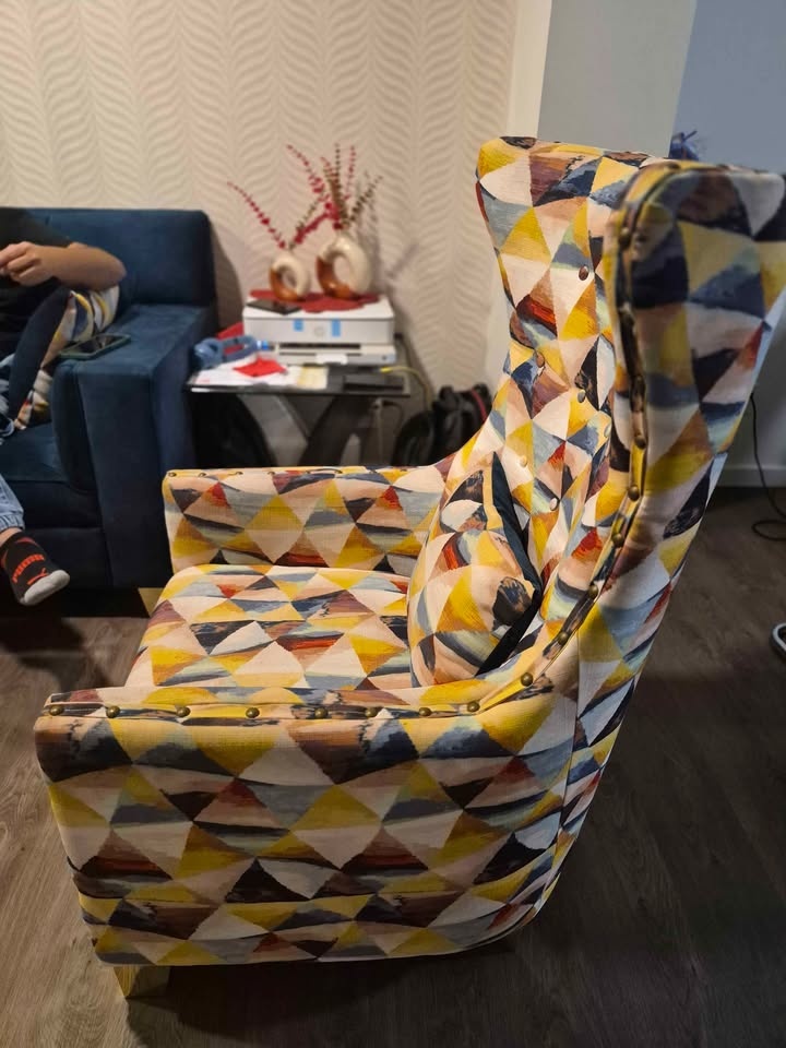 Vibrant Geometric Wingback Accent Chair - photo 4