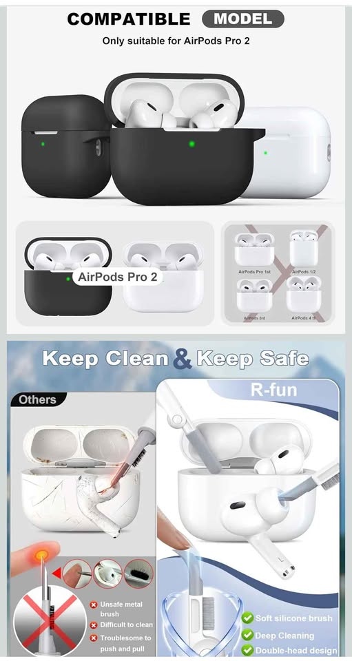 AirPods Pro 2/1 Case Cover w/ Keychain & Cleaning Kit - photo 3