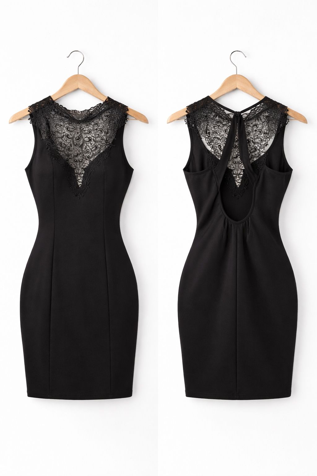 Lulu’s Black Lace Bodycon Dress Open Back Tie
