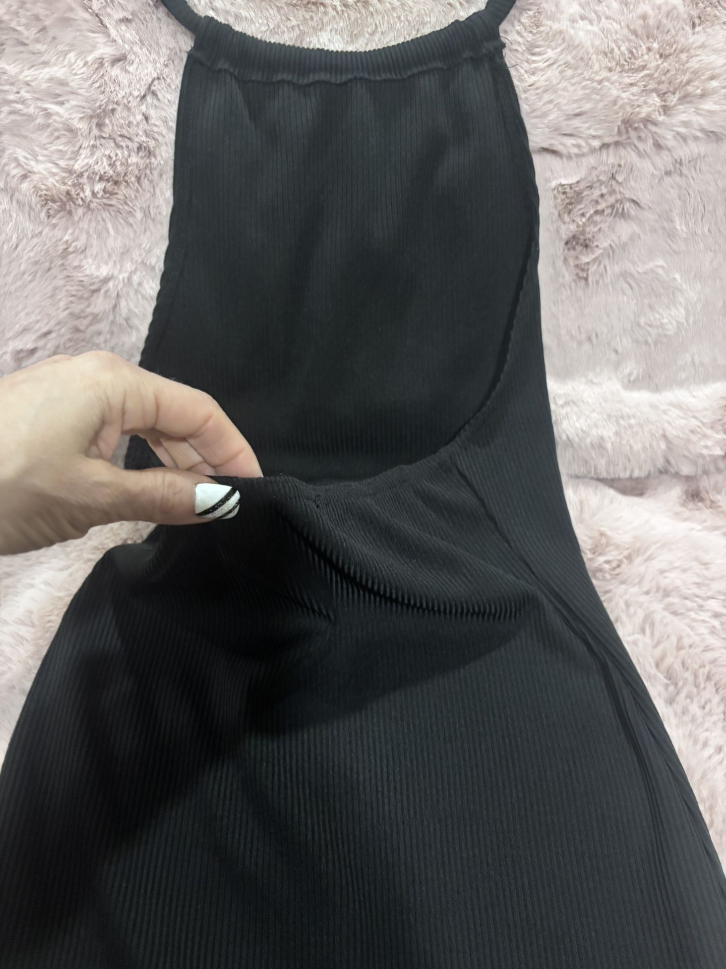 Minimalist Black Ribbed Dress | Size Small | Open Back | Sexy Li - photo 5
