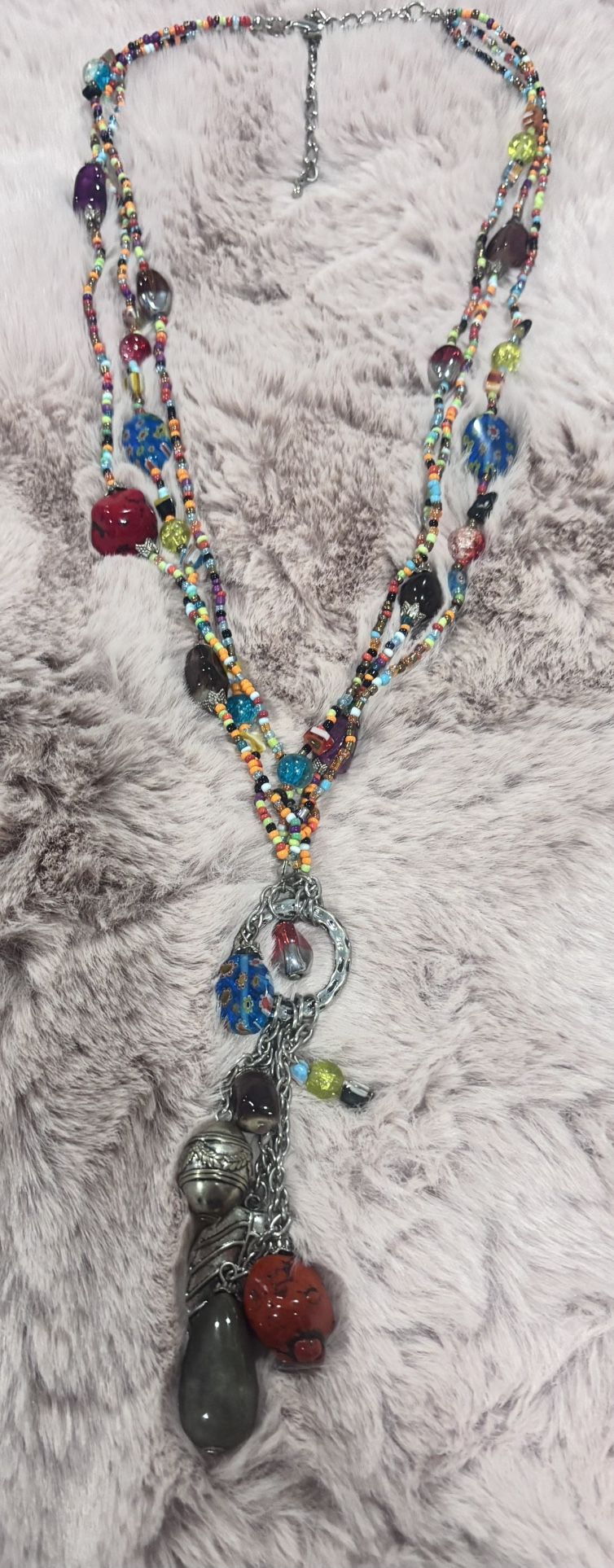 Handmade Boho Multi-Strand Beaded Statement Necklace - photo 5