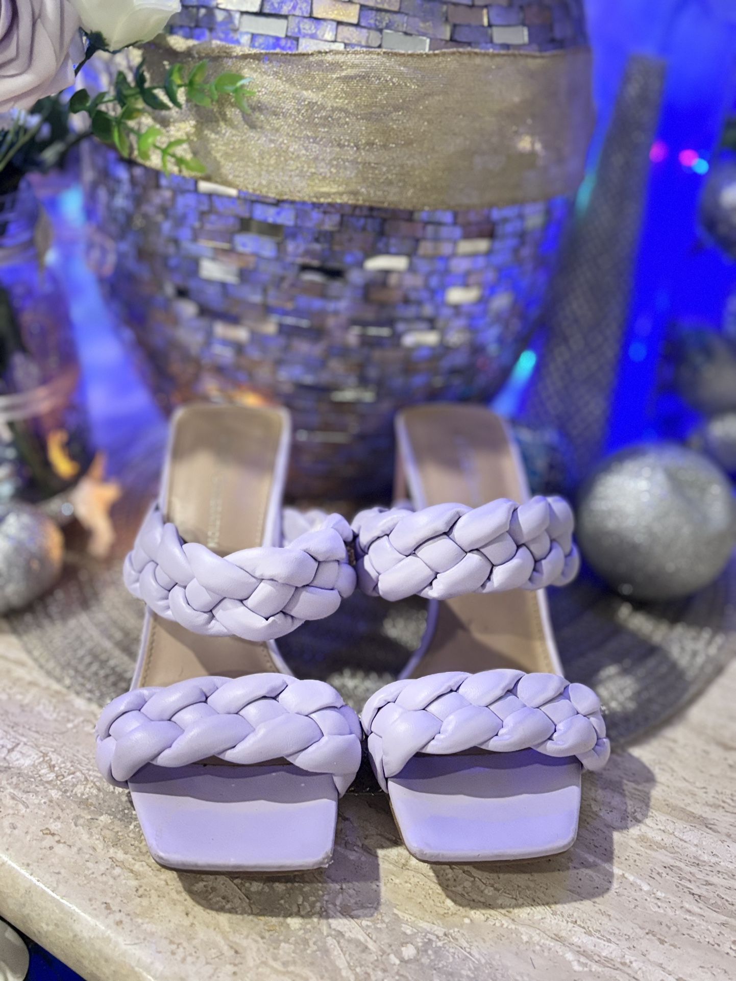 BCBGeneration Braided Heeled Sandals - Size 5.5 - Lilac - 3.5" B - photo 2