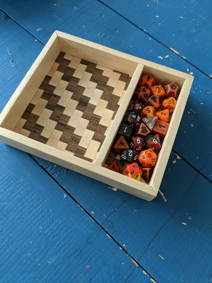 Walnut and Maple Dice Tray