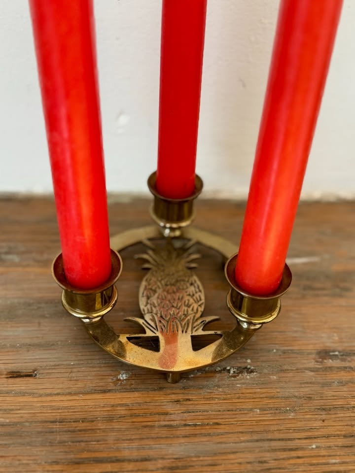 Vintage Brass Candleholder with Pineapple Motif - photo 4