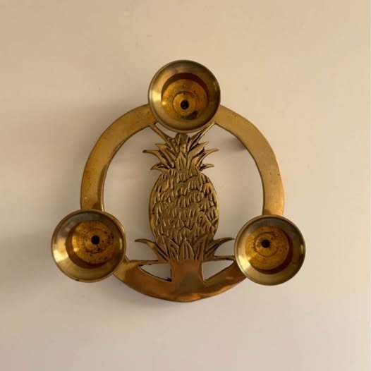 Vintage Brass Candleholder with Pineapple Motif - photo 5