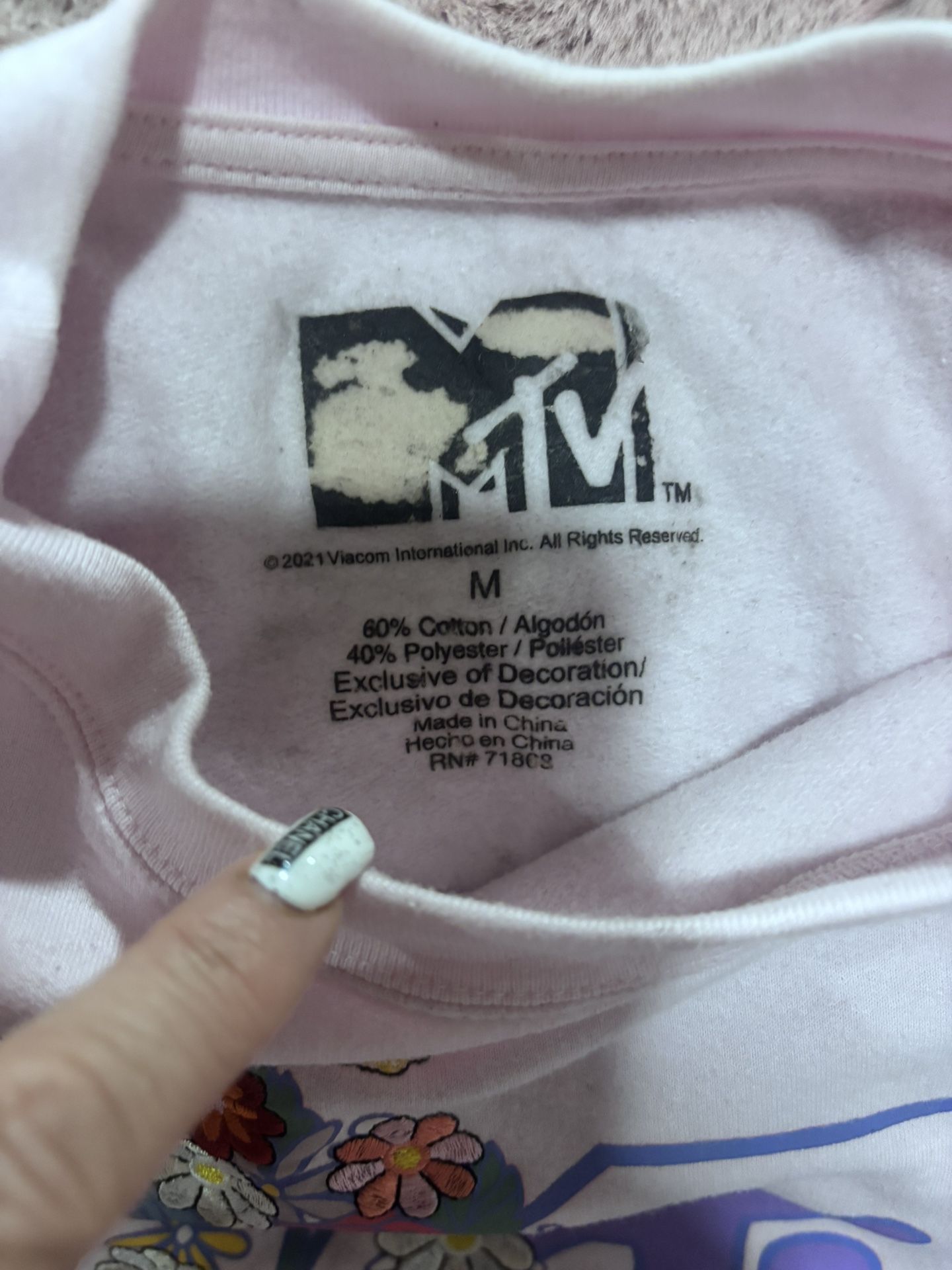 MTV Music Television Pink Embroidered Floral Sweatshirt | Women’ - photo 5