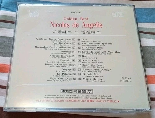 Nicolas de Angelis - Golden Best - Rare Japan/Korea 1988 CD - photo 2