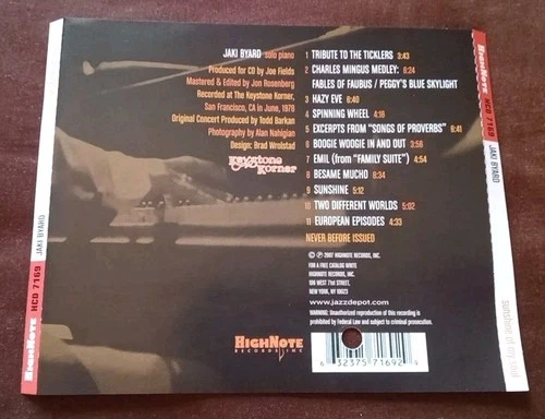 Jaki Byard - Sunshine Of My Soul: Live At The Keystone Korner CD - photo 2