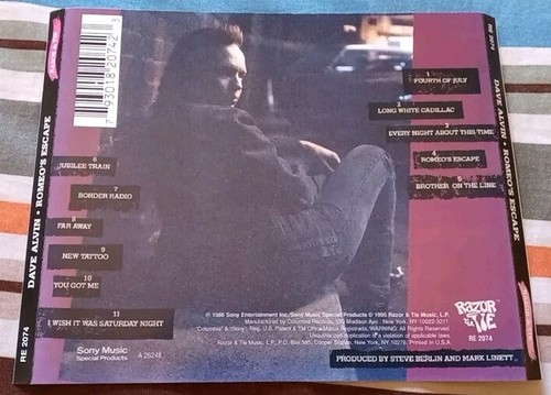 Dave Alvin - Romeo's Escape - Rare 1995 Razor & Tie CD (VG+) - photo 2