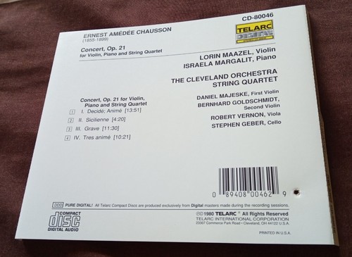 Ernest Chausson - Concert Op. 21 CD (1991 Telarc) - photo 2