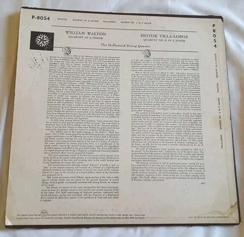 WALTON & VILLA-LOBOS String Quartets - HOLLYWOOD QUARTET - CAPIT - photo 2