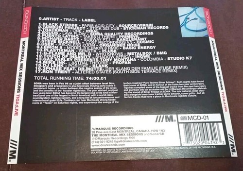 Montreal Mix Sessions - TIGA: Live - 1998 Marquis CD - photo 2