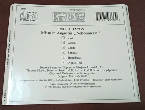 Haydn Mass in Augustiis CD (1987 Austria) - photo 2