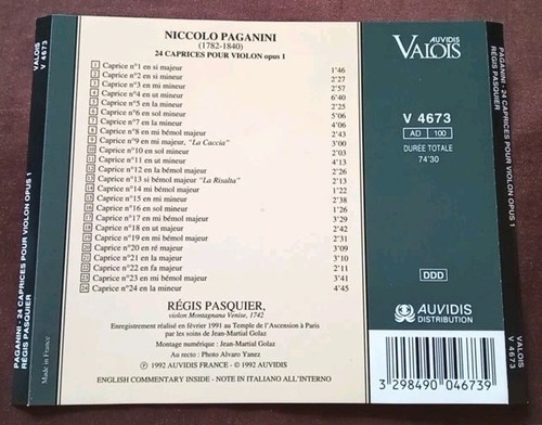 Regis Pasquier Paganini 24 Caprices Violin CD 1992 - photo 2
